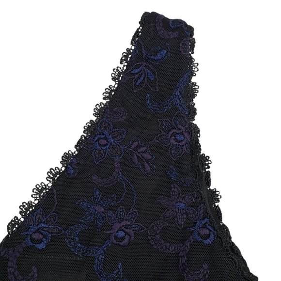 Vtg 90s Laura Ashley Sleeveless Maxi Dress 6 Womens Purple Lace Over Black Base - Picture 11 of 15